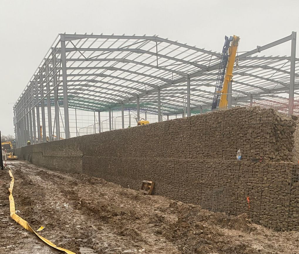 Image of Tailor-engineering about Gabion wall, Gorsey Lane, Widnes, UK